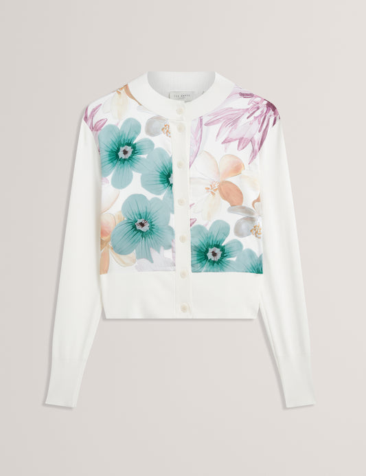 VARRLA - Printed Woven Front Cardigan