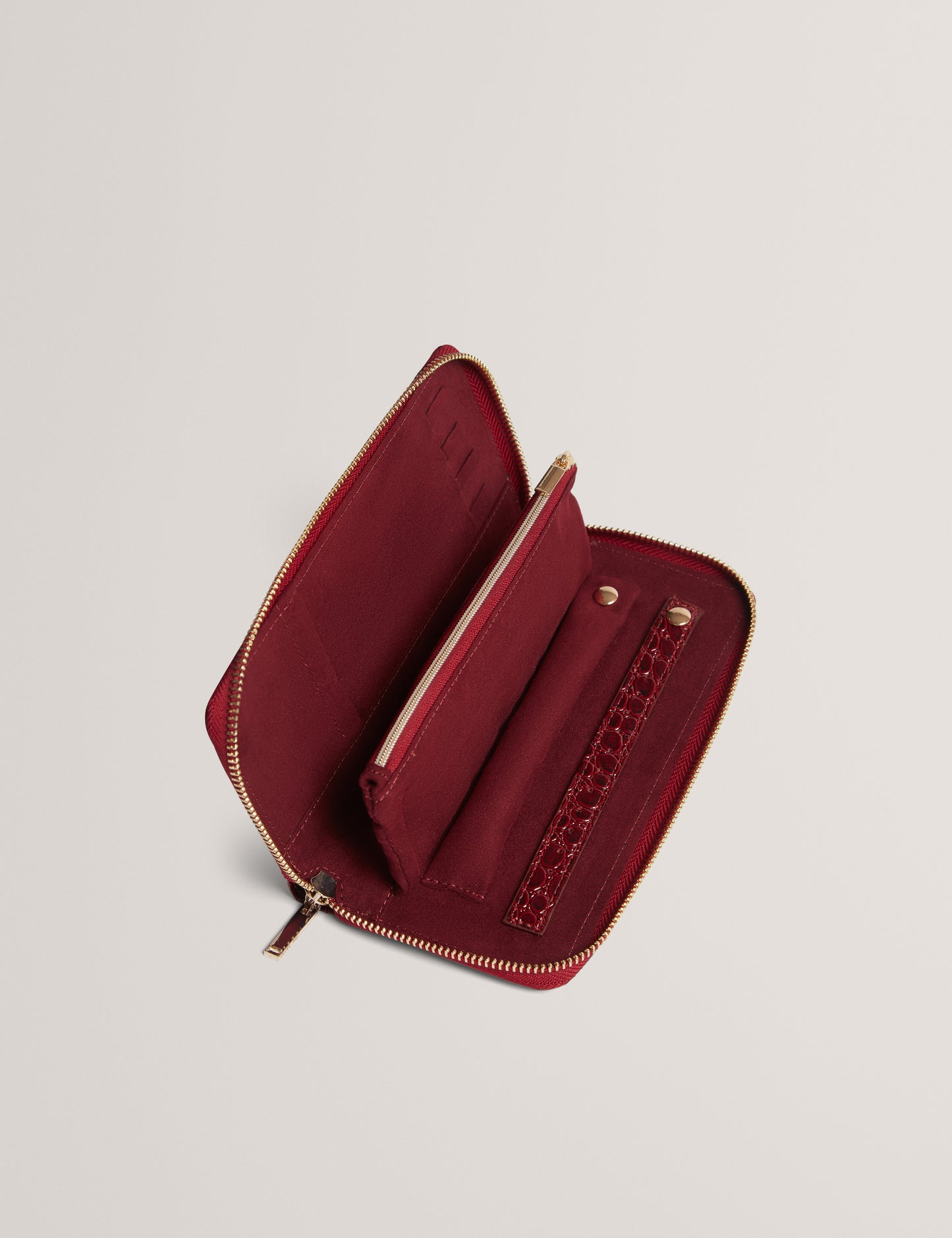 ALEYA-Croc Effect Zip Around Jewelry Case