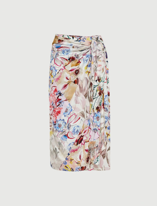 GIRONE - Printed satin skirt