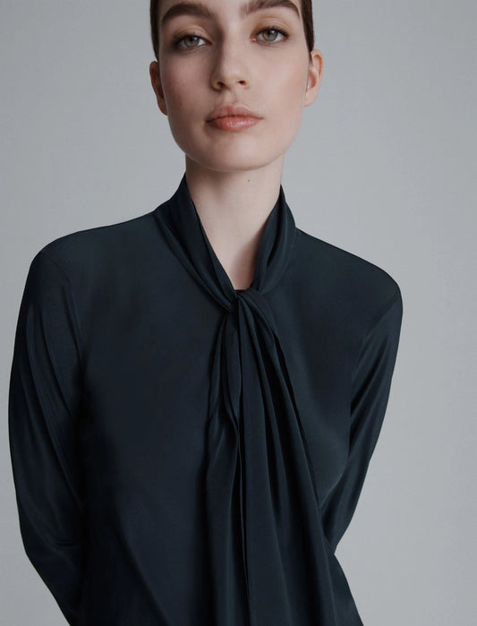 ATALIA - Satin shirt with sash detail