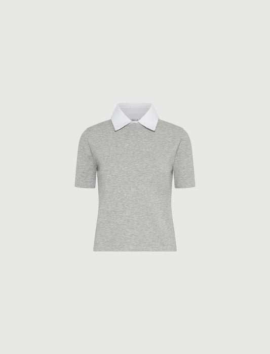 ACCORTA - T-shirt with a removable collar and crystal detail