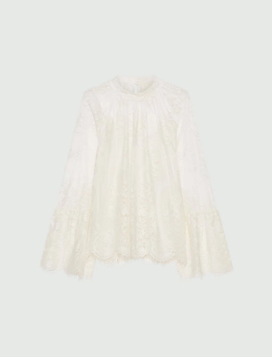 BASCHI - Scalloped Chantilly lace blouse