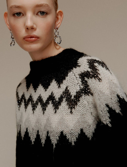 LORENZA - Jacquard mohair-blend sweater