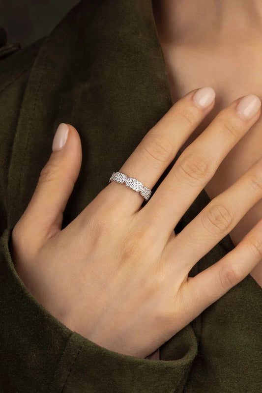 yacht club - Dainty Silver Pavé Ring