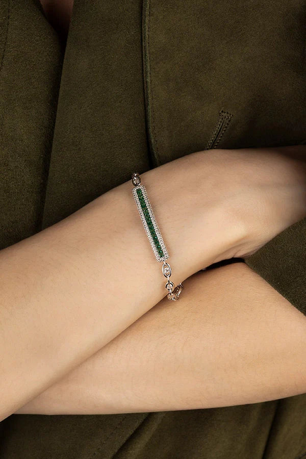 yacht club - Green Pavé Chain Bracelet