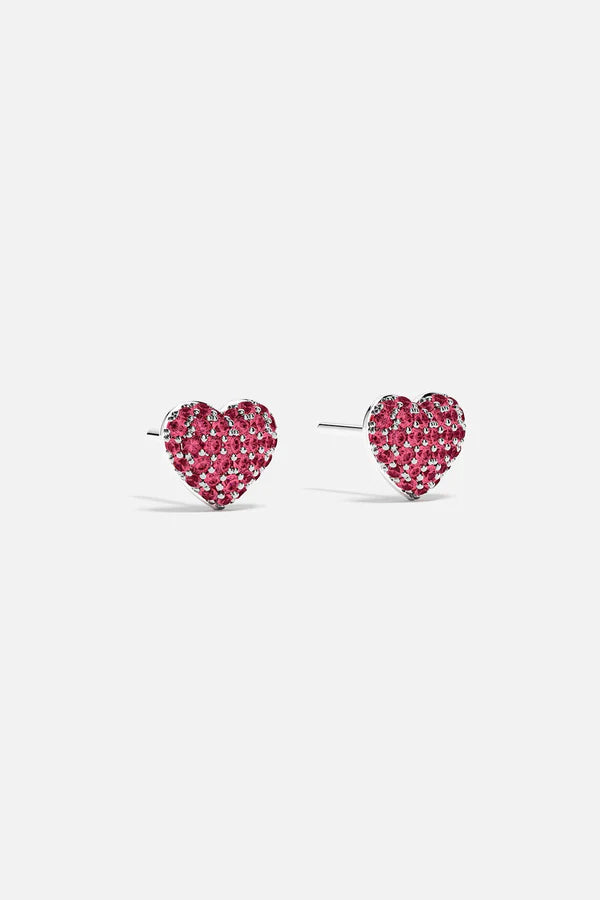 hiver - Fuchsia Heart Stud Earrings