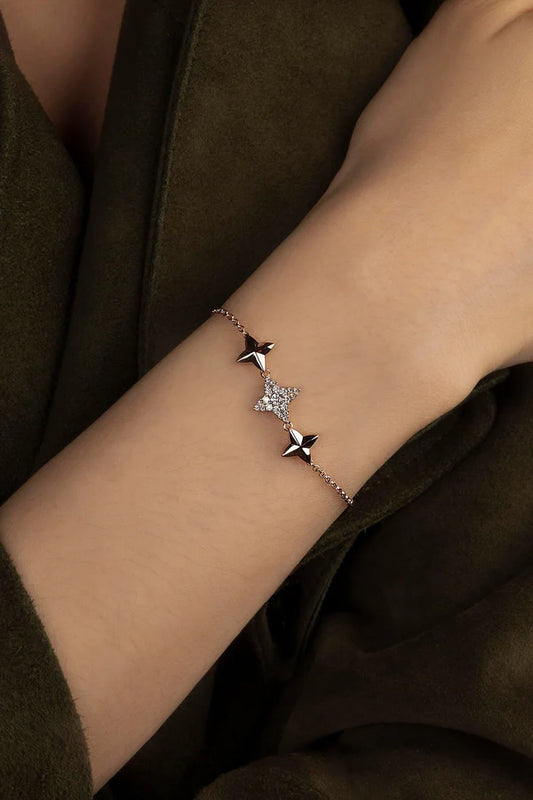 meteorites - Triple Météorites Rose Gold Adjustable Bracelet