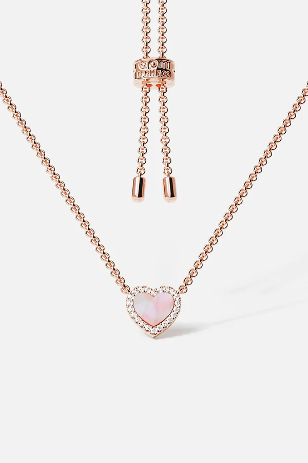 MEDITERRANEE - Pink Nacre Heart Adjustable Necklace