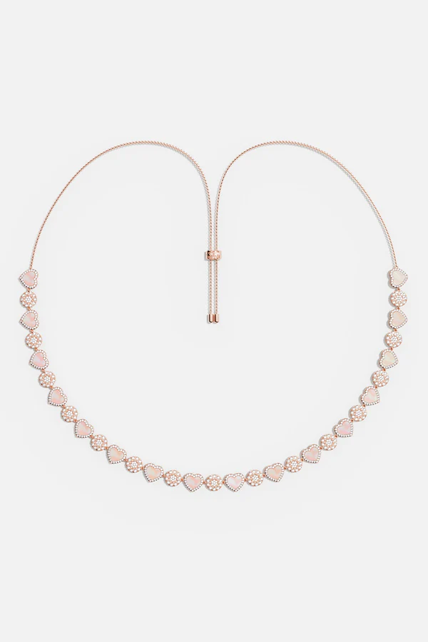 MEDITERRANEE - Pink Nacre Heart & Dot Adjustable Necklace