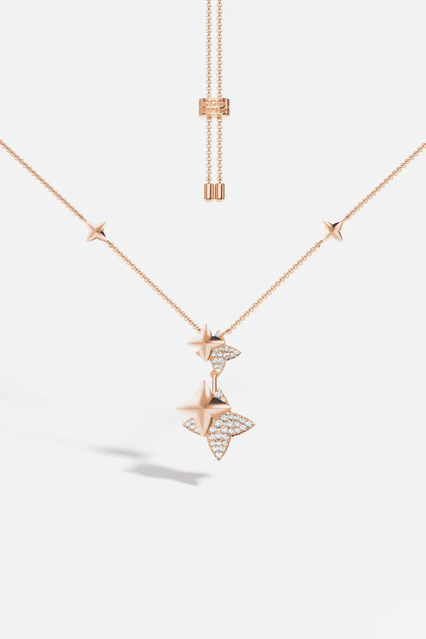 METEORITES - Double Météorites Rose Gold Adjustable Necklace