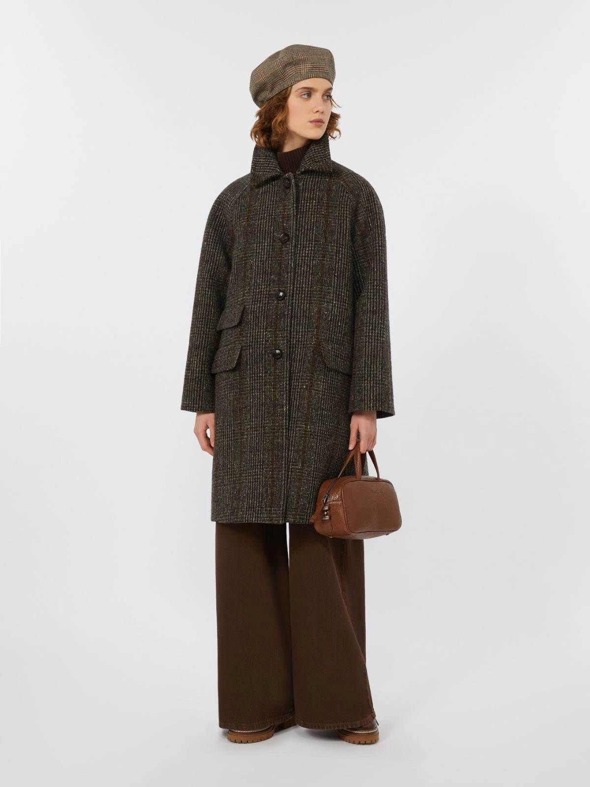 PITONE - Prince of Wales wool midi coat