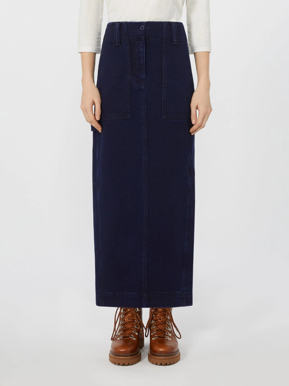 VALIKA - Long denim skirt