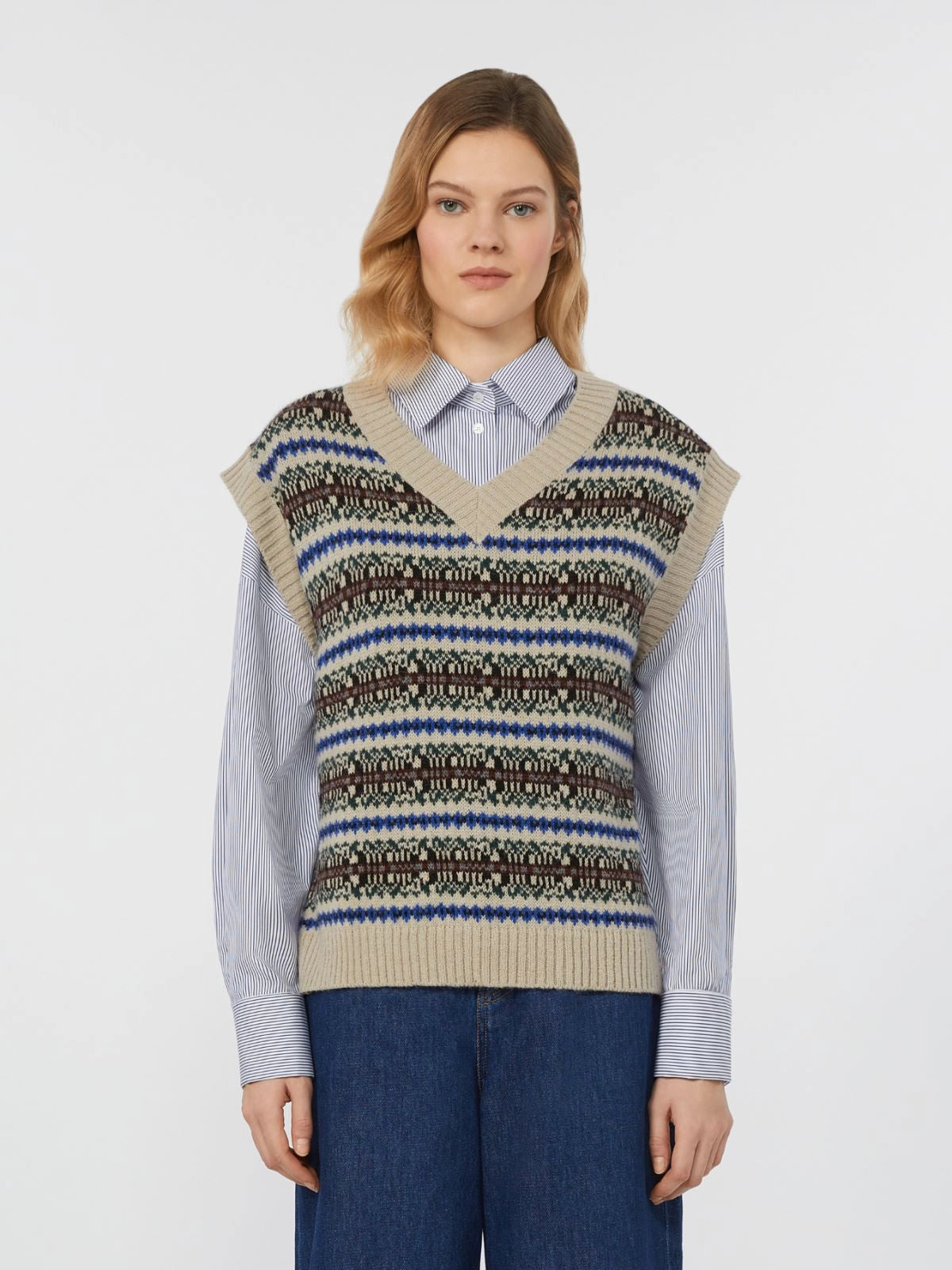 FLERES - Wool and alpaca jacquard gilet