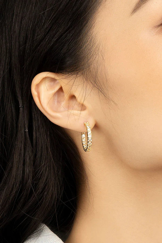 festival - Yellow Pavé Hoop Earrings