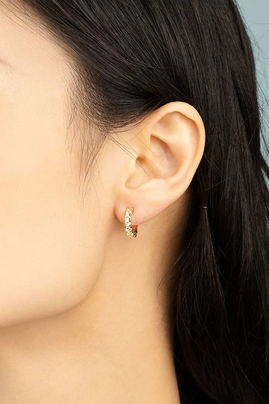 festival - Yellow Pavé Huggie Earrings