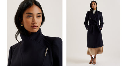 ROSE - Mid Length Wool Wrap Coat