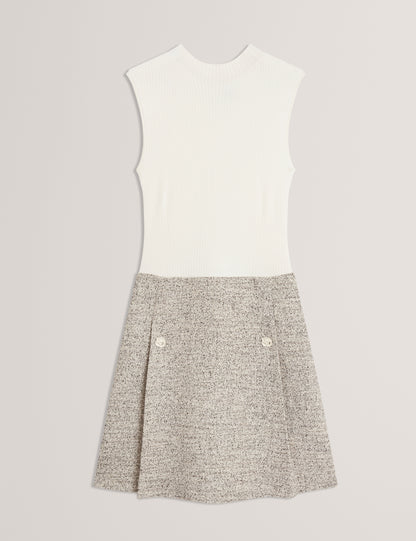 EKAAM - Tailored Boucle Dress with Knitted Top