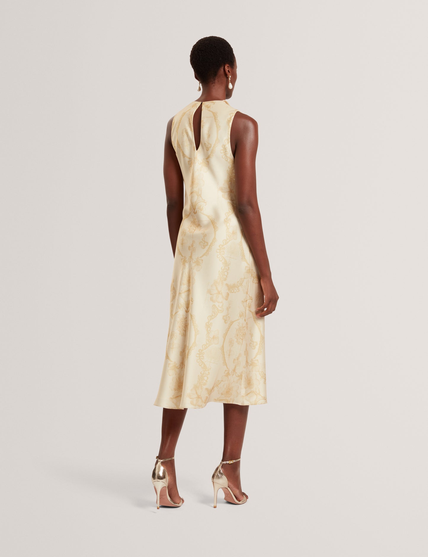 MELODA - Print Drape Neck Midi Dress