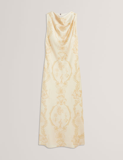 MELODA - Print Drape Neck Midi Dress