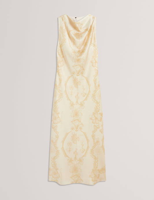 MELODA - Print Drape Neck Midi Dress