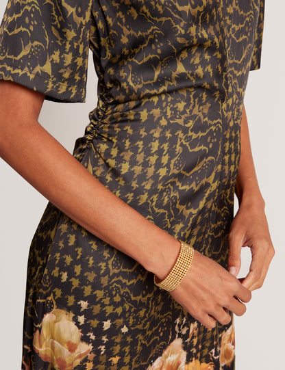 AEVAA - Printed Midi Dress With Waist Gathers
