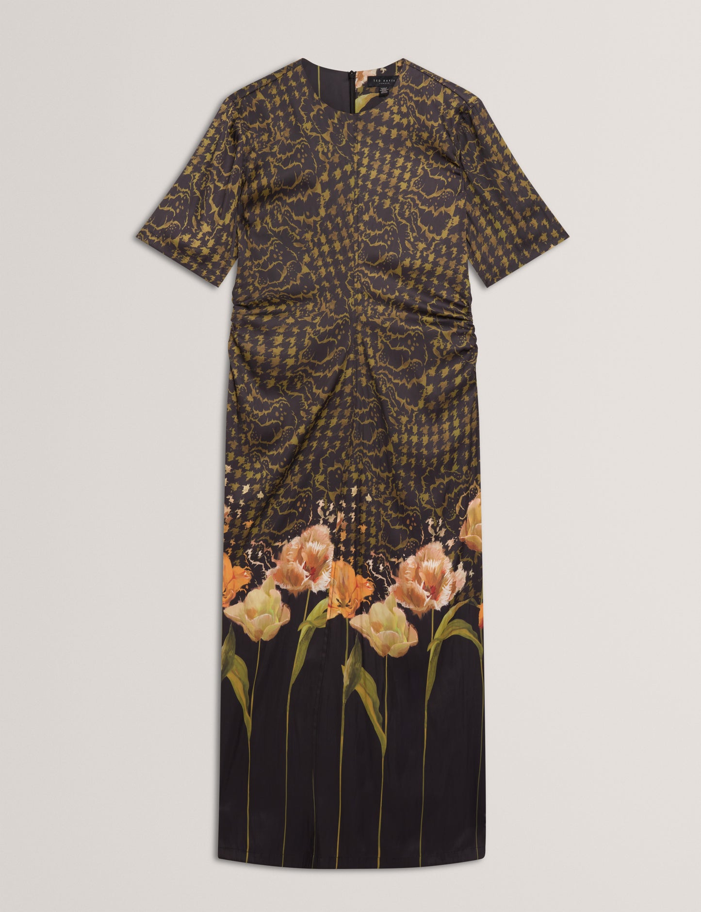 AEVAA - Printed Midi Dress With Waist Gathers