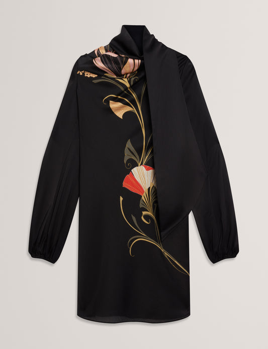 MOLMA - Neck Tie Printed Mini Dress