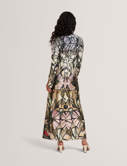 ZELLIE - Print Long Sleeve Midi Dress