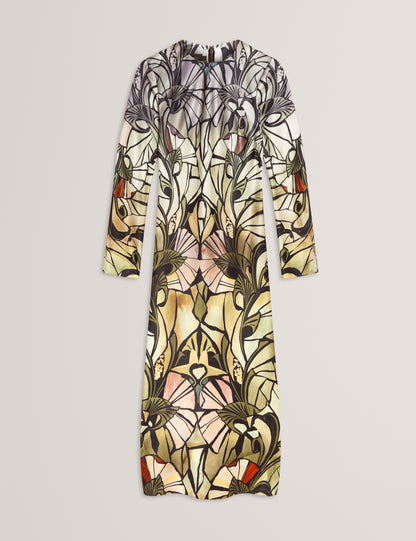ZELLIE - Print Long Sleeve Midi Dress