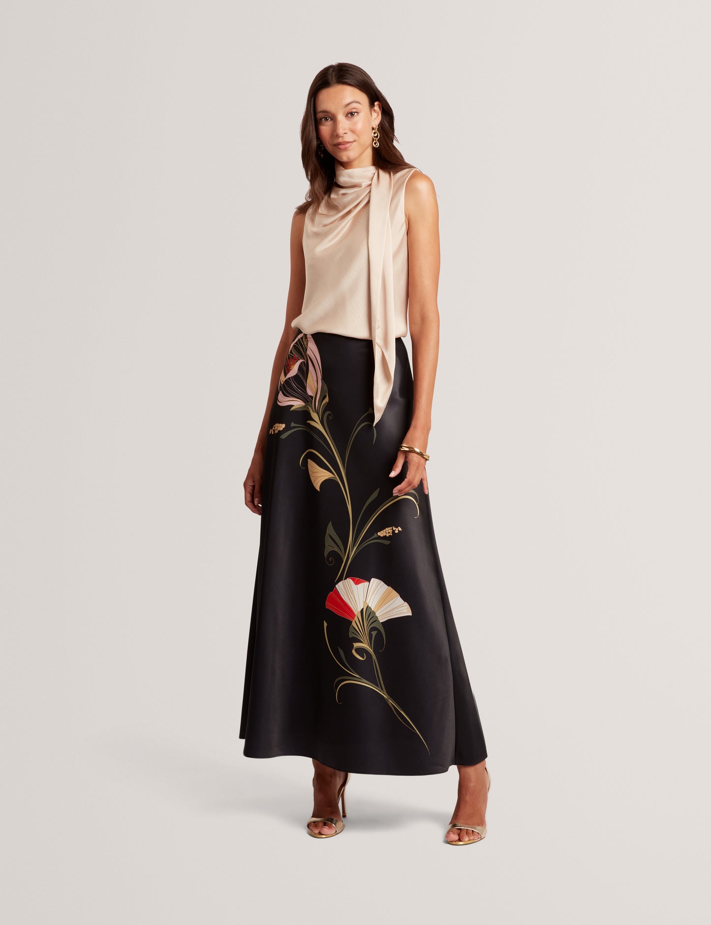 SALIRA - Printed Bias Cut Midi Skirt