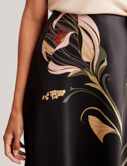 SALIRA - Printed Bias Cut Midi Skirt