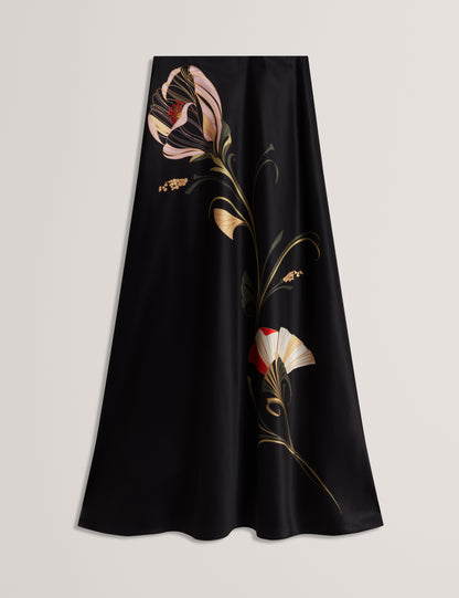 SALIRA - Printed Bias Cut Midi Skirt
