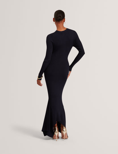 JENINGS - Long Sleeve Rib Knit Midi Dress