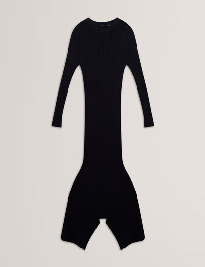 JENINGS - Long Sleeve Rib Knit Midi Dress