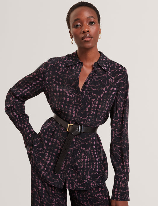 COBALA - Long Line Printed Shirt