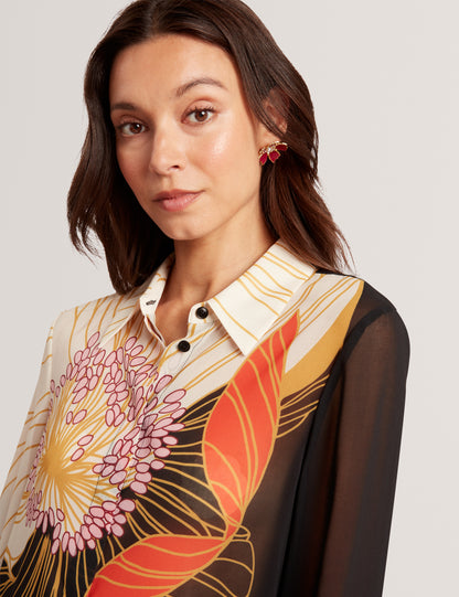 NEKEATA - Printed Long Line Shirt