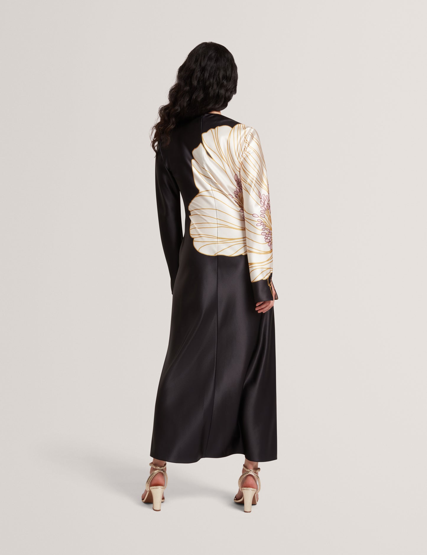 ZIARA - Print Long Sleeve Midi Dress