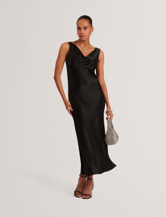 MIINTA - Cowl Neck Midi Dress