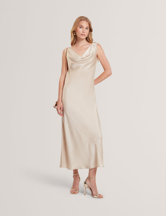 MIINTA - Cowl Neck Midi Dress