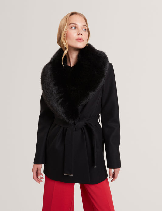 TOROJA - Faux Fur Belted Short Coat