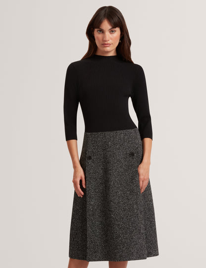 EKAAD - Tailored Boucle Dress with Knitted Top