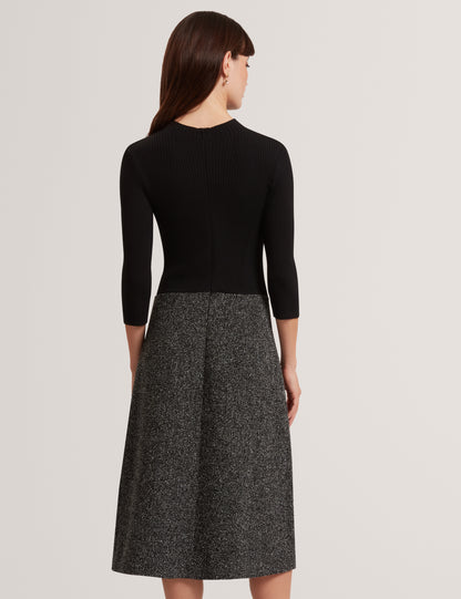 EKAAD - Tailored Boucle Dress with Knitted Top