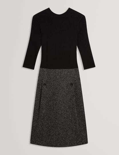 EKAAD - Tailored Boucle Dress with Knitted Top