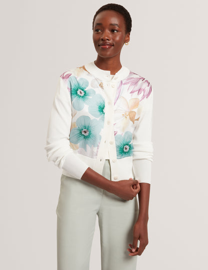 VARRLA - Printed Woven Front Cardigan