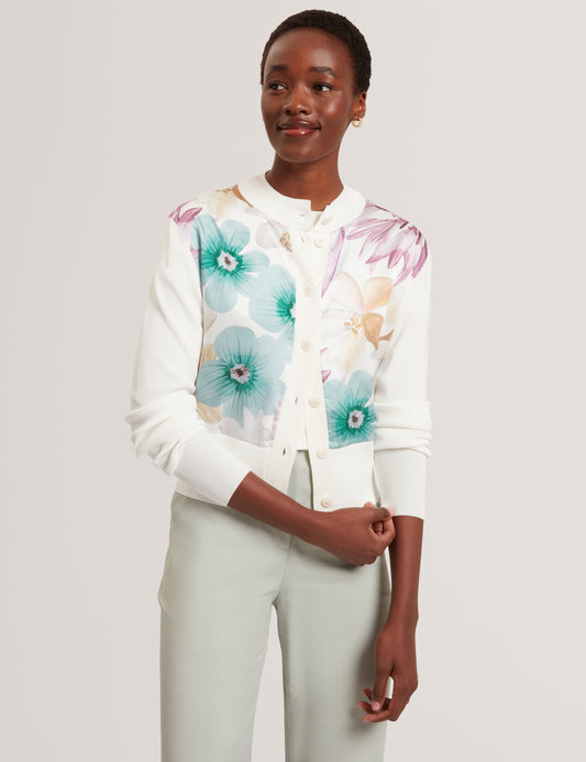 VARRLA - Printed Woven Front Cardigan