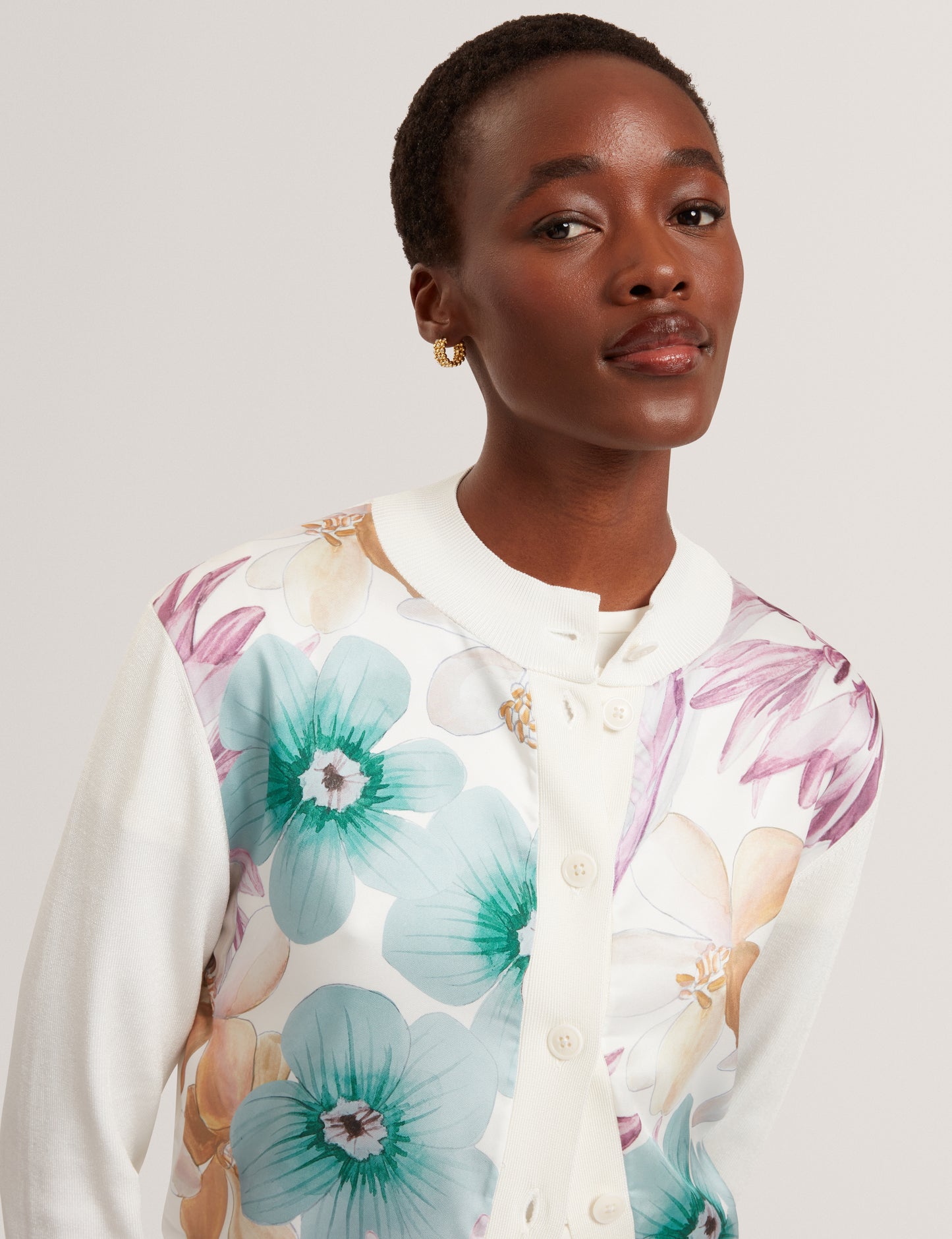 VARRLA - Printed Woven Front Cardigan