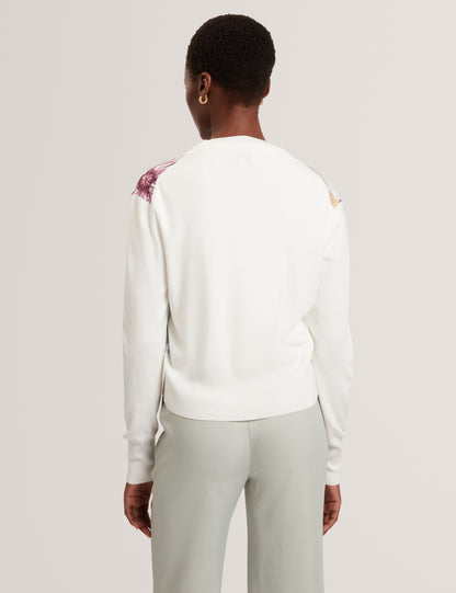 VARRLA - Printed Woven Front Cardigan