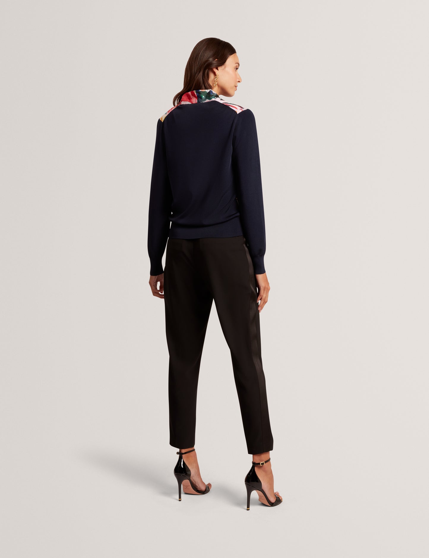 AMBBUR - Printed Woven Front Zip Through Cardigan