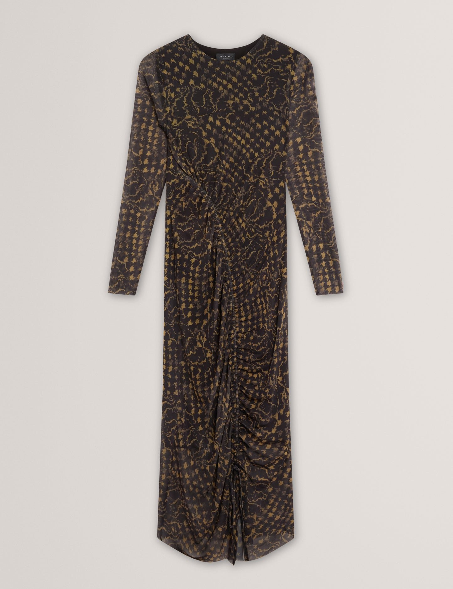 MAEMII - Ruched Mesh Midi Dress With Split