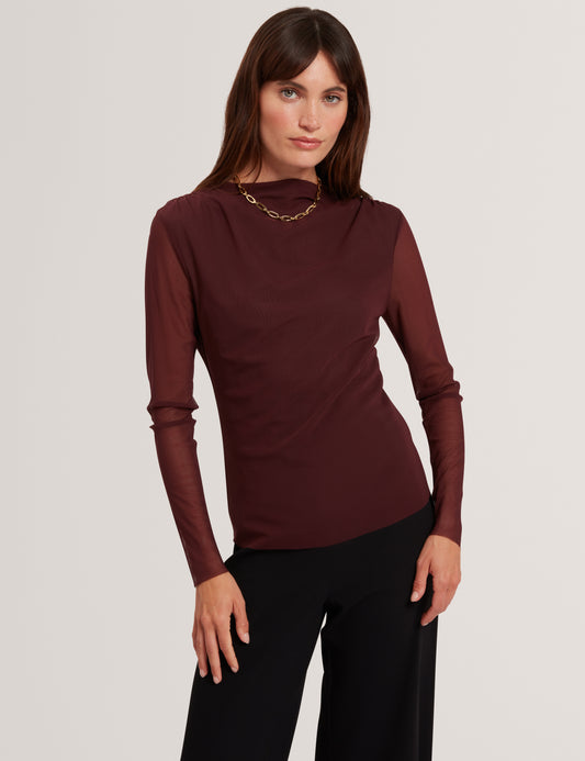 NAAMA - Long Sleeve Mesh Fitted Top